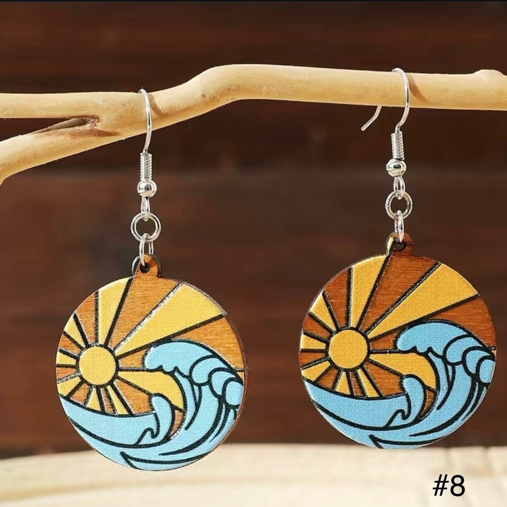 #8 | Surf & Sun Wooden Dangle Earrings